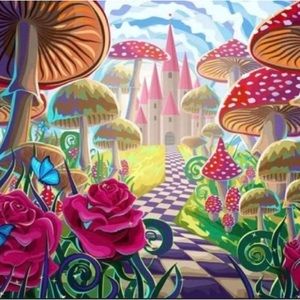 Mushroom Castle DIY 5D Full Round Drill Diamond Painting